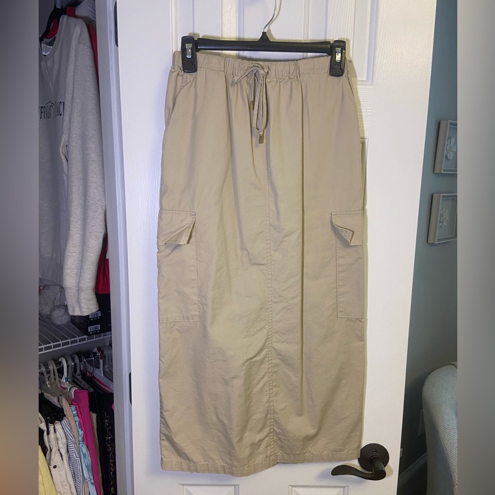 Wayf Beige Cargo Midi Skirt
